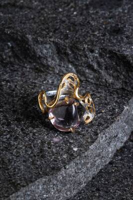 Sertifikalı İridyumlu Özel Tasarım Ametist Gümüş Yüzük (Kadın) - Osmanlı Doğal Taş