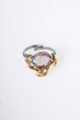 Sertifikalı İridyumlu Özel Tasarım Ametist Gümüş Yüzük - 6