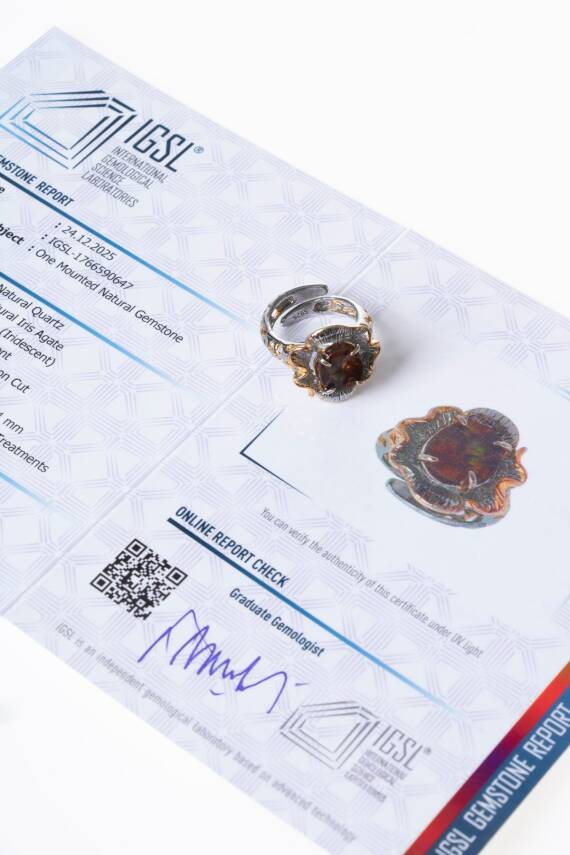 Sertifikalı İridyumlu Özel Tasarım Gümüş Akik Yüzük (S.K.296) - 1