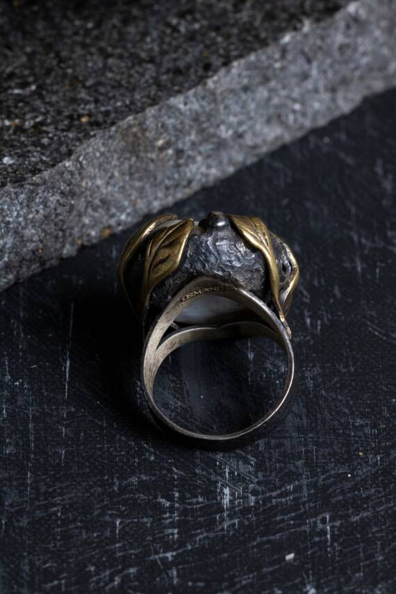 Sertifikalı İridyumlu Özel Tasarım İnci Gümüş Yüzük (Kadın) - 3