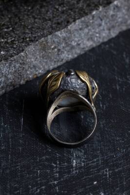 Sertifikalı İridyumlu Özel Tasarım İnci Gümüş Yüzük - 4