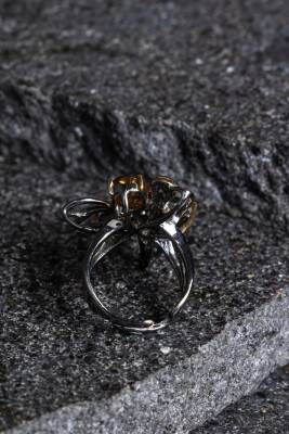 Sertifikalı İridyumlu Zebercet, Akuamarin, Sitrin, Turmalin Gümüş Özel Tasarım Yüzük (Kadın) - 4