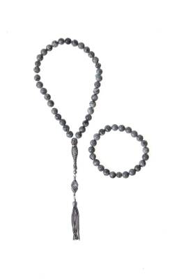 Sertifikalı Jasper 925 Ayar Gümüş 8 mm İmameli Tesbih & Bileklik Seti - Osmanlı Doğal Taş