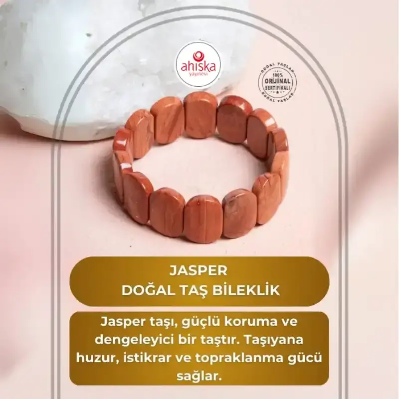 Sertifikalı Jasper Geniş Kesim Doğal Taş Bileklik - 2
