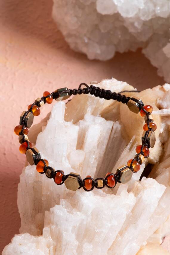 Sertifikalı Jasper, Hematit, Akik Doğal Taş Makrome Bileklik (SK:078) - 5