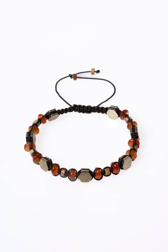 Sertifikalı Jasper, Hematit, Akik Doğal Taş Makrome Bileklik (SK:078) - 6