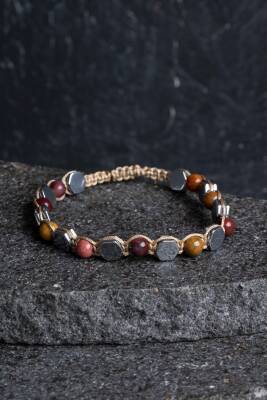 Sertifikalı Jasper, Hematit Doğal Taş Makrome Bileklik - Osmanlı Doğal Taş