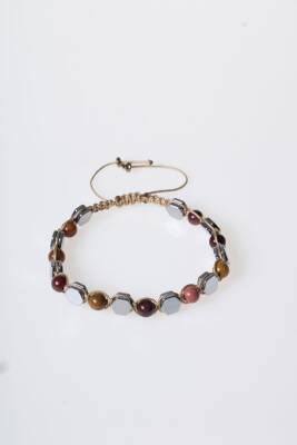 Sertifikalı Jasper, Hematit Doğal Taş Makrome Bileklik - 5