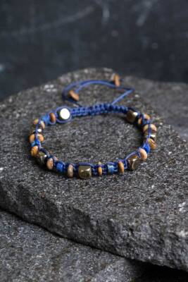 Sertifikalı Jasper, Lapis Lazuli, Hematit Doğal Taş Makrome Bileklik (SK364) - Doğal Taş