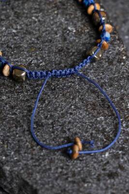 Sertifikalı Jasper, Lapis Lazuli, Hematit Doğal Taş Makrome Bileklik (SK364) - 3