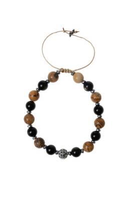 Sertifikalı Jasper, Obsidyen, Hematit Doğal Taş Makrome Bileklik - 6