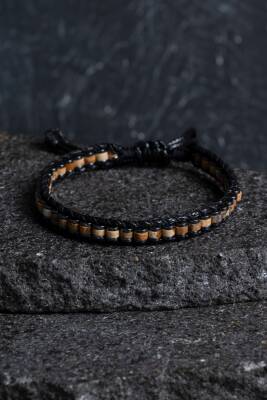 Sertifikalı Jasper Özel Tasarım Deri Doğal Taş Makrome Bileklik (SK:395) - Osmanlı Doğal Taş