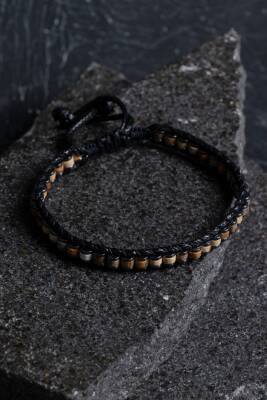 Sertifikalı Jasper Özel Tasarım Deri Doğal Taş Makrome Bileklik (SK:395) - 2