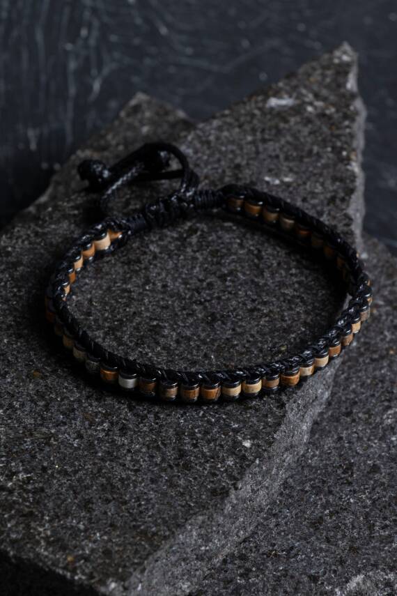 Sertifikalı Jasper Özel Tasarım Deri Doğal Taş Makrome Bileklik (SK:395) - 2