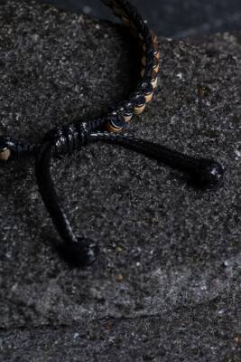 Sertifikalı Jasper Özel Tasarım Deri Doğal Taş Makrome Bileklik (SK:395) - 4