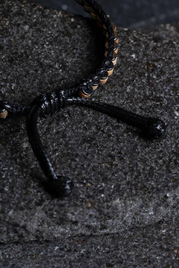 Sertifikalı Jasper Özel Tasarım Deri Doğal Taş Makrome Bileklik (SK:395) - 4