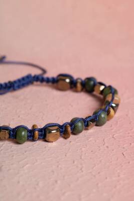 Sertifikalı Jasper, Yeşim, Hematit Doğal Taş Makrome Bileklik (SK:069) - 3