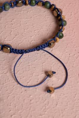 Sertifikalı Jasper, Yeşim, Hematit Doğal Taş Makrome Bileklik (SK:069) - 4