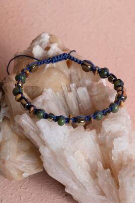 Sertifikalı Jasper, Yeşim, Hematit Doğal Taş Makrome Bileklik (SK:069) - 5