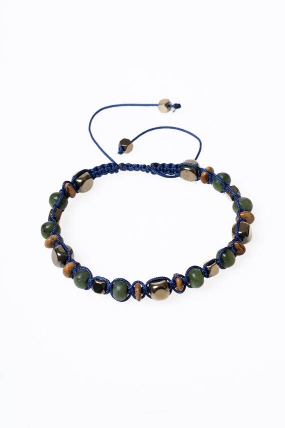 Sertifikalı Jasper, Yeşim, Hematit Doğal Taş Makrome Bileklik (SK:069) - 6