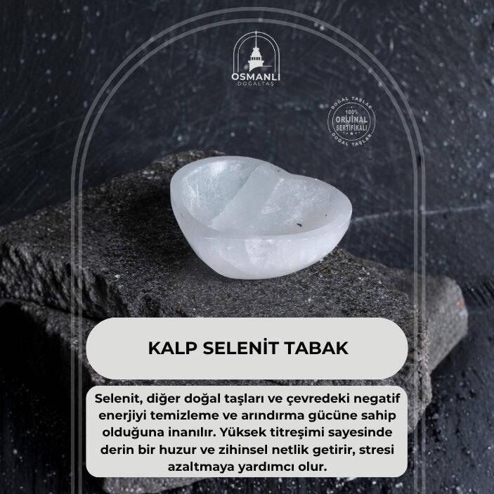 Sertifikalı Kalp Selenit Tabak - 2