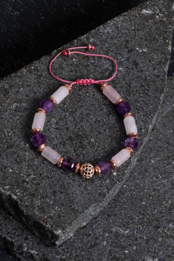 Sertifikalı Kalsedon ve Lapis Lazuli Doğal Taş Bileklik - 3