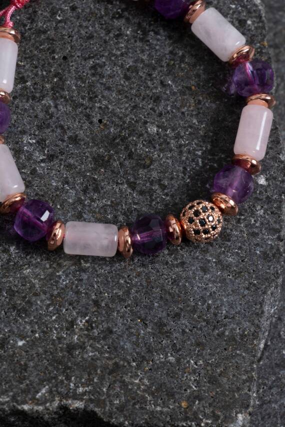 Sertifikalı Kalsedon ve Lapis Lazuli Doğal Taş Bileklik - 4