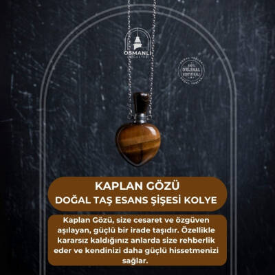 Sertifikalı Kaplan Gözü Doğal Taş Esans Şişesi Kolye - 2
