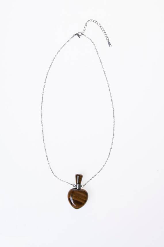 Sertifikalı Kaplan Gözü Doğal Taş Esans Şişesi Kolye - 6