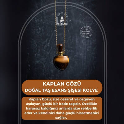 Sertifikalı Kaplan Gözü Doğal Taş Esans Şişesi Kolye - 2