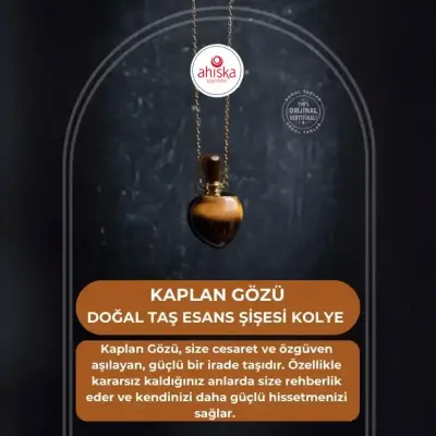 Sertifikalı Kaplan Gözü Doğal Taş Esans Şişesi Kolye - 1