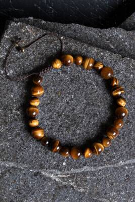 Sertifikalı Kaplan Gözü Doğal Taş Makrome Bileklik / 6-8 mm (SK:192) - 1