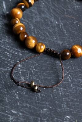 Sertifikalı Kaplan Gözü Doğal Taş Makrome Bileklik / 6-8 mm (SK:192) - 4