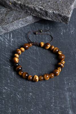 Sertifikalı Kaplan Gözü Doğal Taş Makrome Bileklik / 6-8 mm (SK:192) - 5