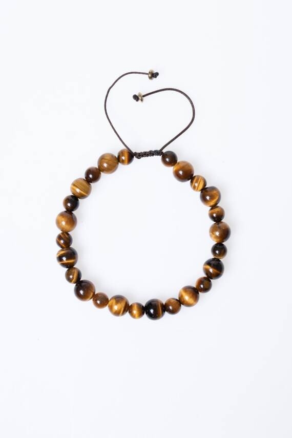 Sertifikalı Kaplan Gözü Doğal Taş Makrome Bileklik / 6-8 mm (SK:192) - 6