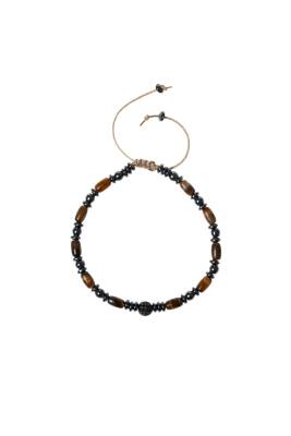 Sertifikalı Kaplan Gözü, Hematit Doğal Taş Makrome Bileklik - 5