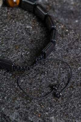 Sertifikalı Kaplan Gözü, Hematit Doğal Taş Makrome Bileklik (SK:356) - 3