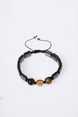 Sertifikalı Kaplan Gözü, Hematit Doğal Taş Makrome Bileklik (SK:356) - 5