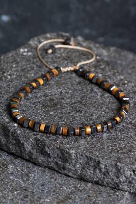 Sertifikalı Kaplan Gözü, Hematit Doğal Taş Makrome Bileklik (SK:366) - Osmanlı Doğal Taş