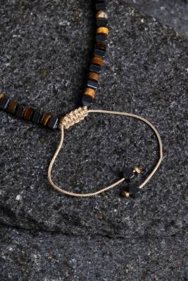 Sertifikalı Kaplan Gözü, Hematit Doğal Taş Makrome Bileklik (SK:366) - 3