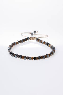 Sertifikalı Kaplan Gözü, Hematit Doğal Taş Makrome Bileklik (SK:366) - 5