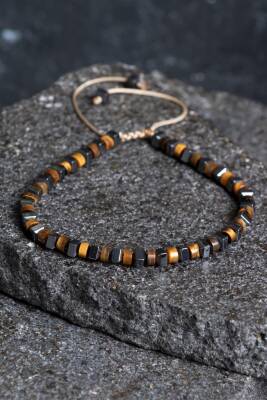 Sertifikalı Kaplan Gözü, Hematit Doğal Taş Makrome Bileklik (SK:366) - Osmanlı Doğal Taş