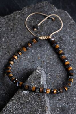 Sertifikalı Kaplan Gözü, Hematit Doğal Taş Makrome Bileklik (SK:366) - 4