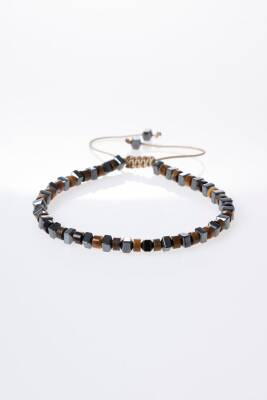 Sertifikalı Kaplan Gözü, Hematit Doğal Taş Makrome Bileklik (SK:366) - 5