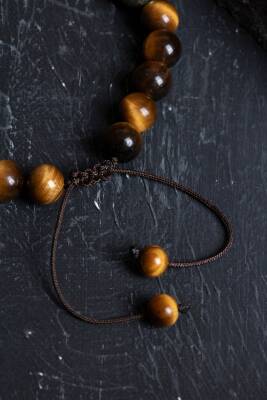 Sertifikalı Kaplan Gözü Pirit Sitrin Turkuaz Doğal Taş Para Çekim Bilekliği S.K: 043 - 5