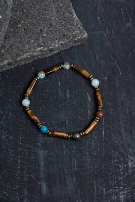 Sertifikalı Kaplan Gözü ve Doğal Taş Terazi Burcu Erkek Bileklik - Osmanlı Doğaltaş