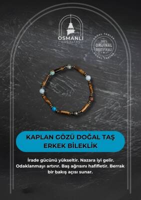 Sertifikalı Kaplan Gözü ve Doğal Taş Terazi Burcu Erkek Bileklik - 2