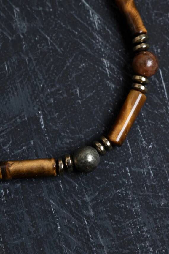 Sertifikalı Kaplan Gözü ve Doğal Taş Terazi Burcu Erkek Bileklik - 3