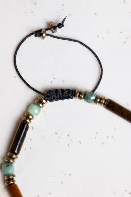 Sertifikalı Kaplan Gözü, Zümrüt Doğal Taş Makrome Bileklik - 4