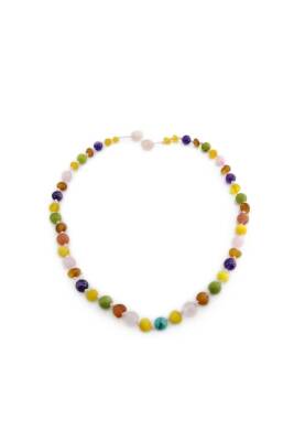 Sertifikalı Kehribar-yeşim-ametist-hakiki Yemen Akik-hakiki Turkuaz-bebek Kolyesi M204 - 2